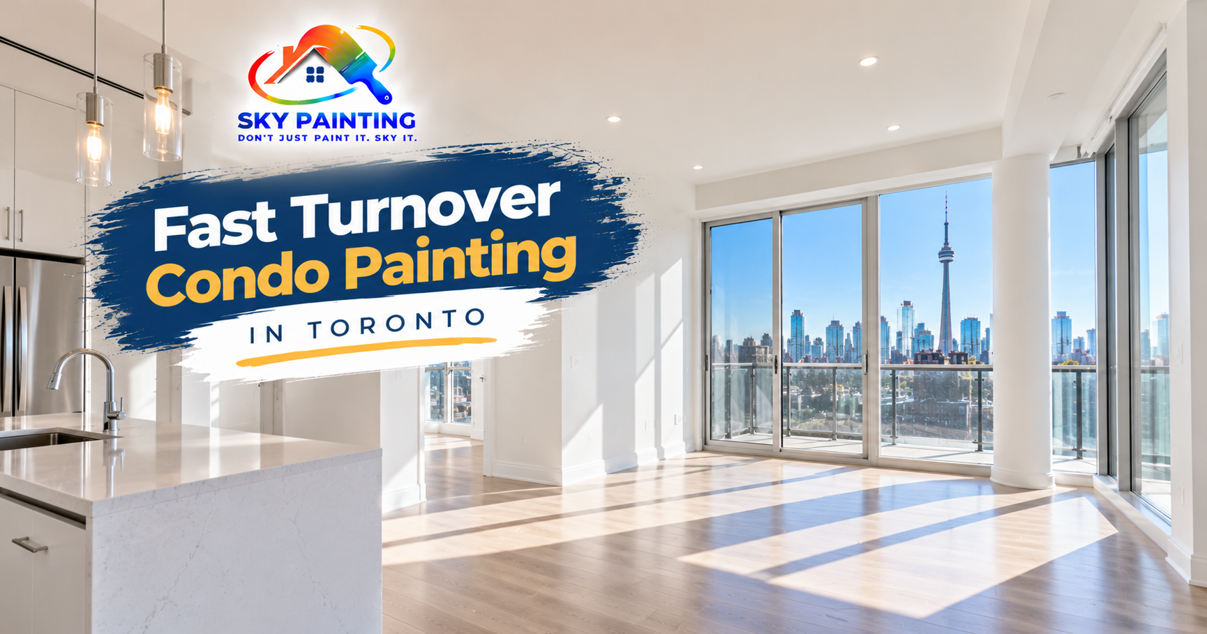 A freshly painted empty Toronto condo unit ready for a new tenant