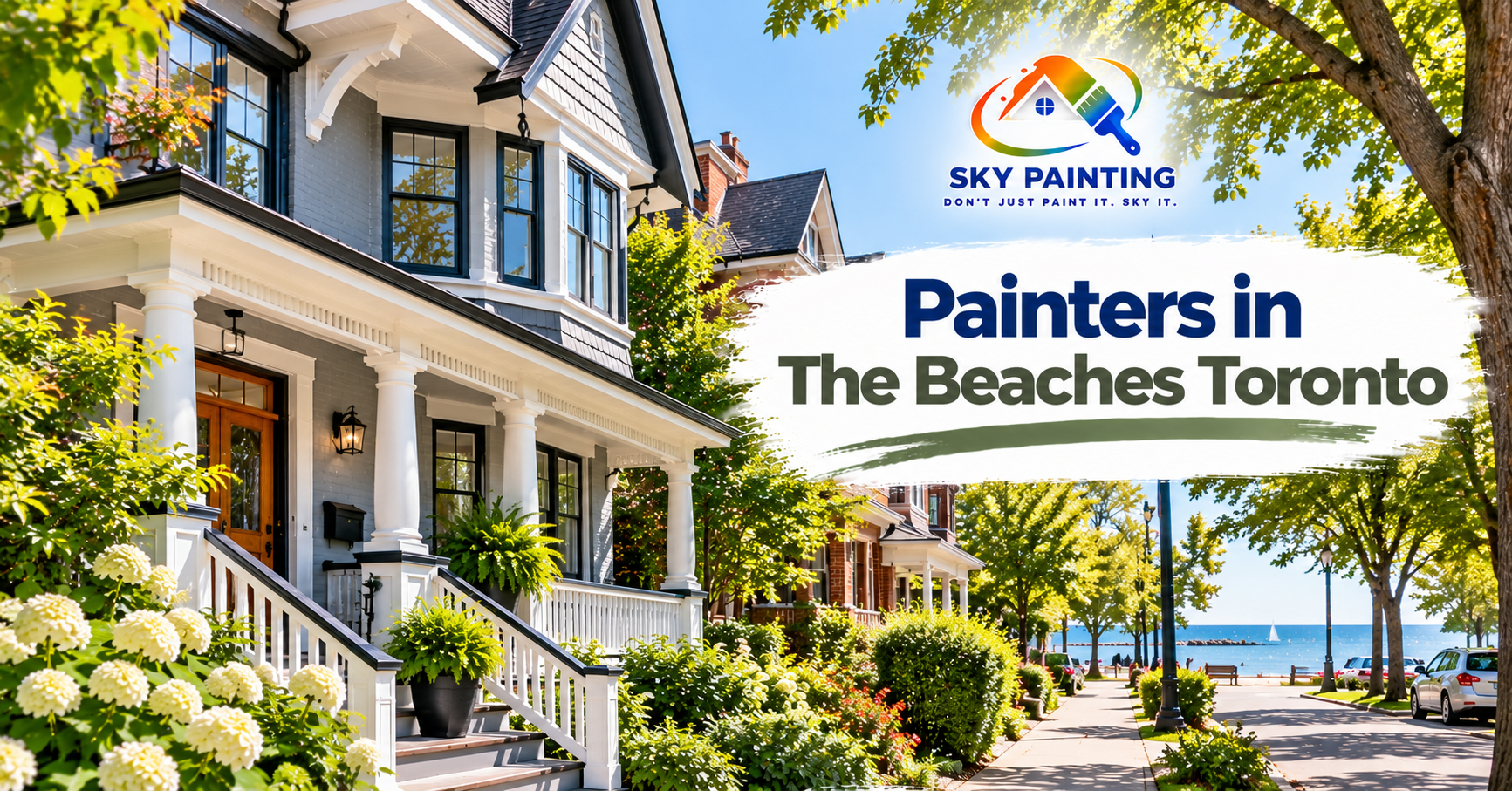 Victorian semi-detached home exterior in The Beaches area of Toronto, freshly painted