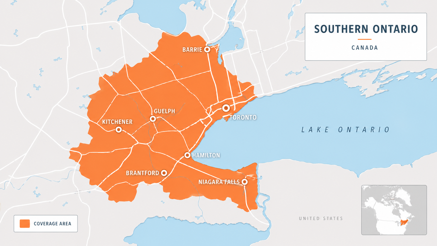 Sky Painting service area coverage map — Southern Ontario